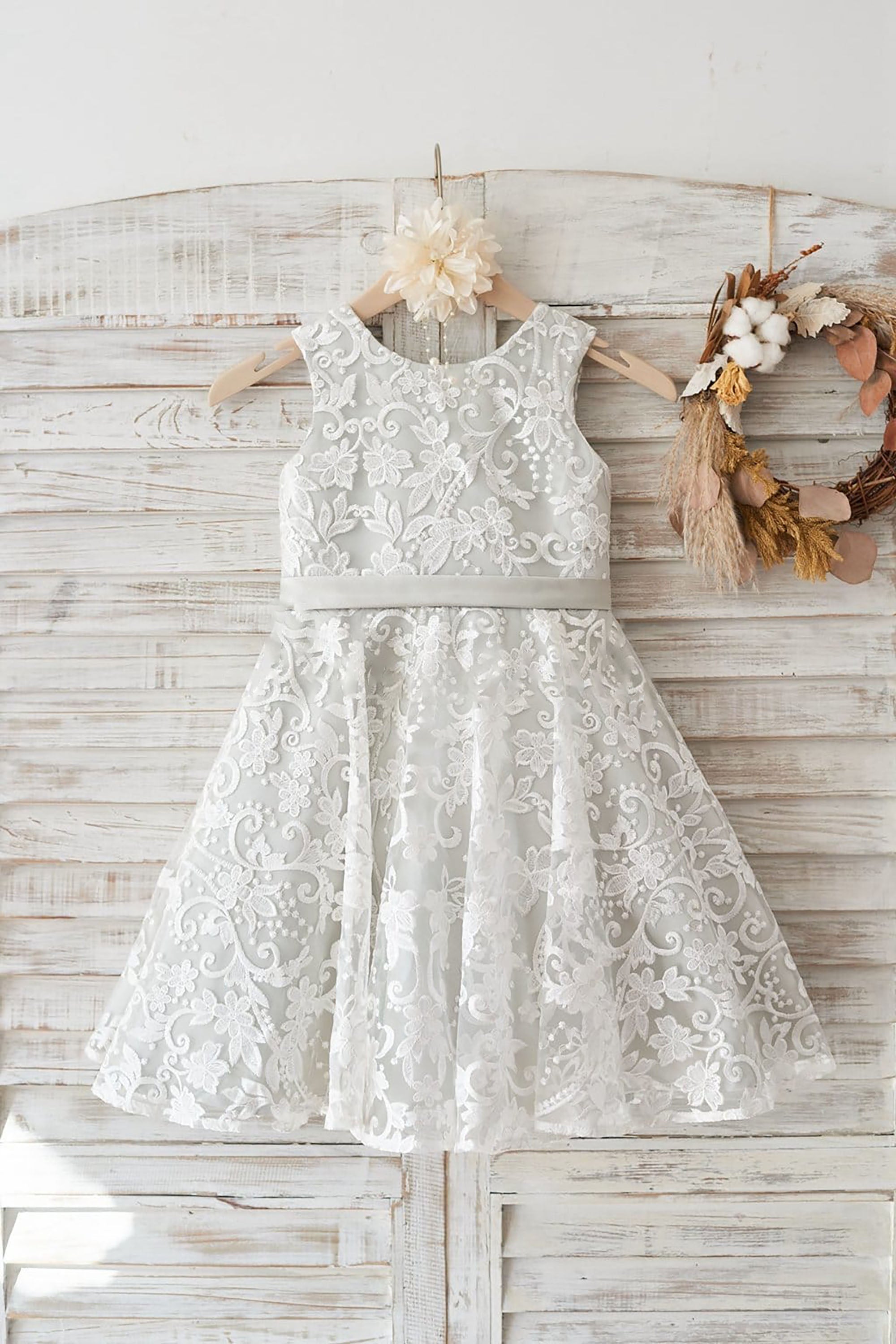 Ivory and silver flower girl dresses shop