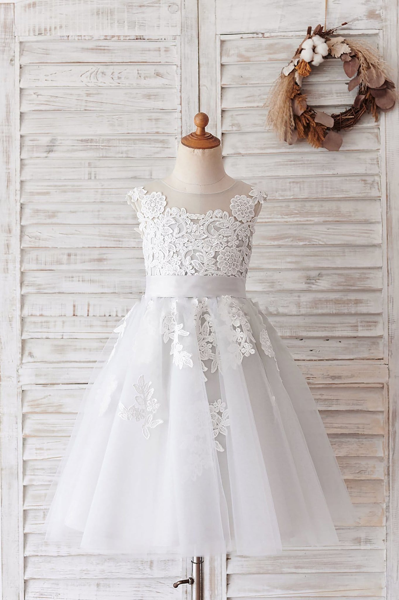 Girls Ivory Lace Flower Girl's Dress Party Dress Communion Dress