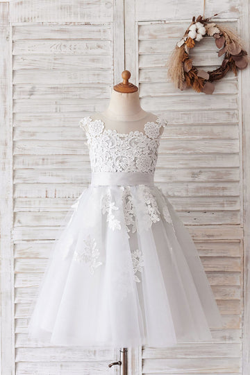Girls Ivory Lace Flower Girl's Dress Party Dress Communion Dress