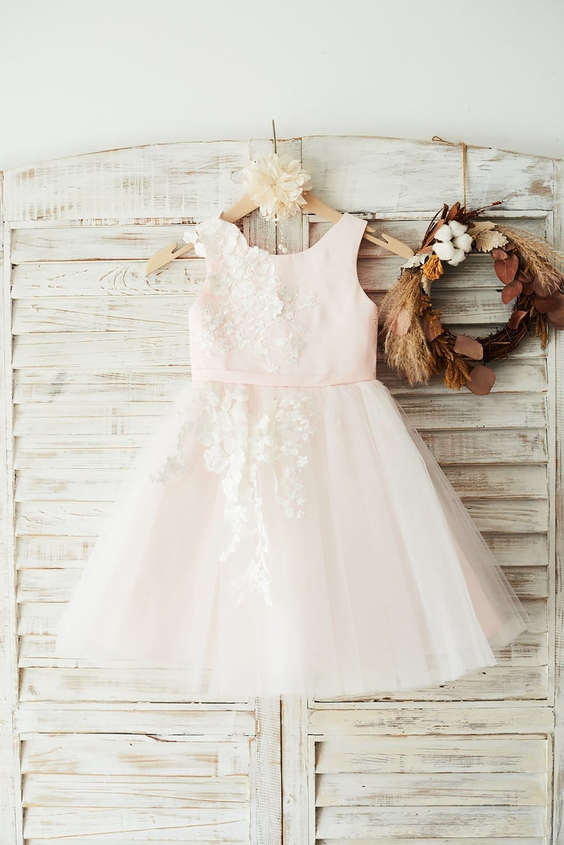 Ivory Lace Tulle Pink Satin Wedding Flower Girl Dress Junior Bridesmai Ivory Lace Tulle Pink Satin Wedding Flower Girl Dress Junior Bridesmai