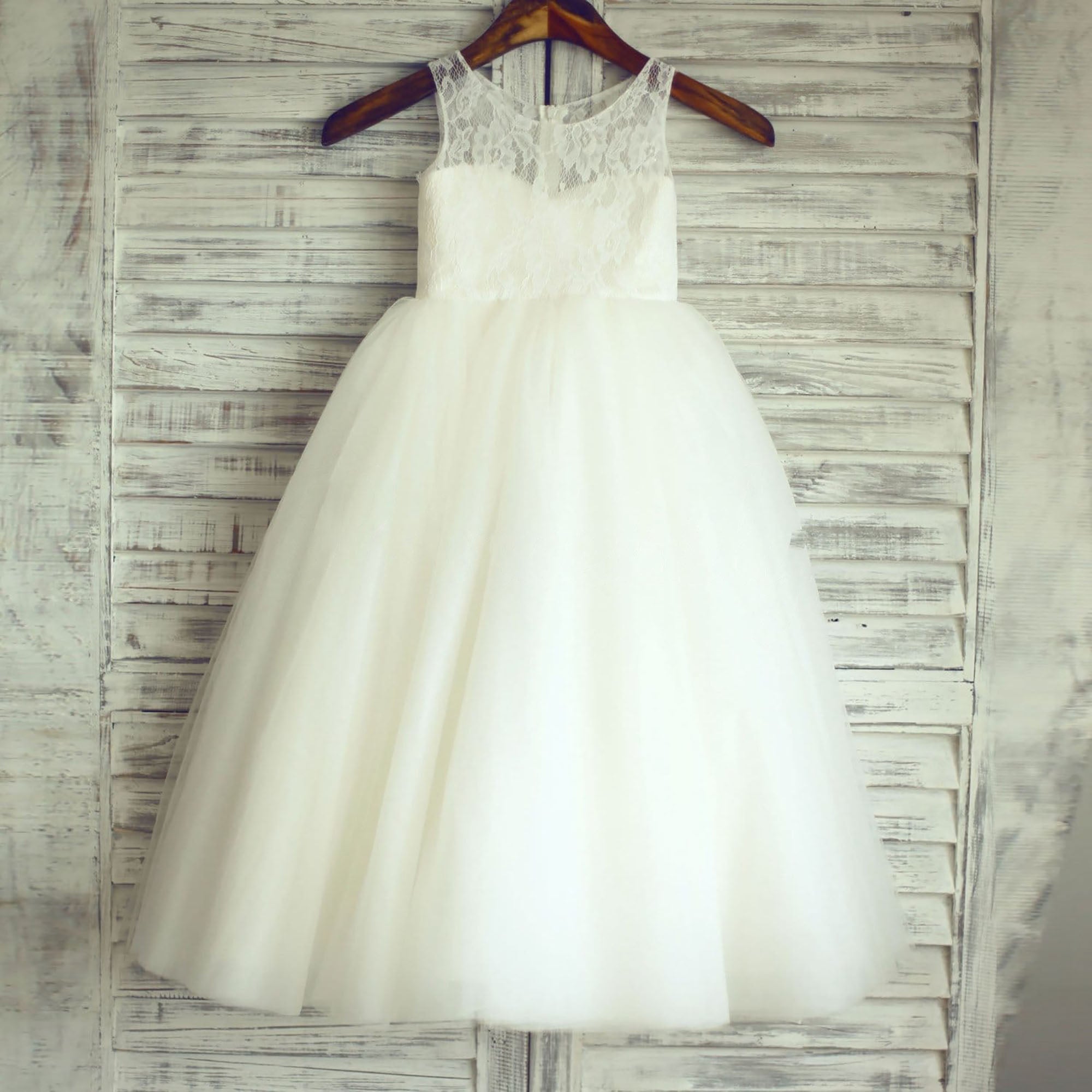 Ivory lace tulle flower girl dress on sale