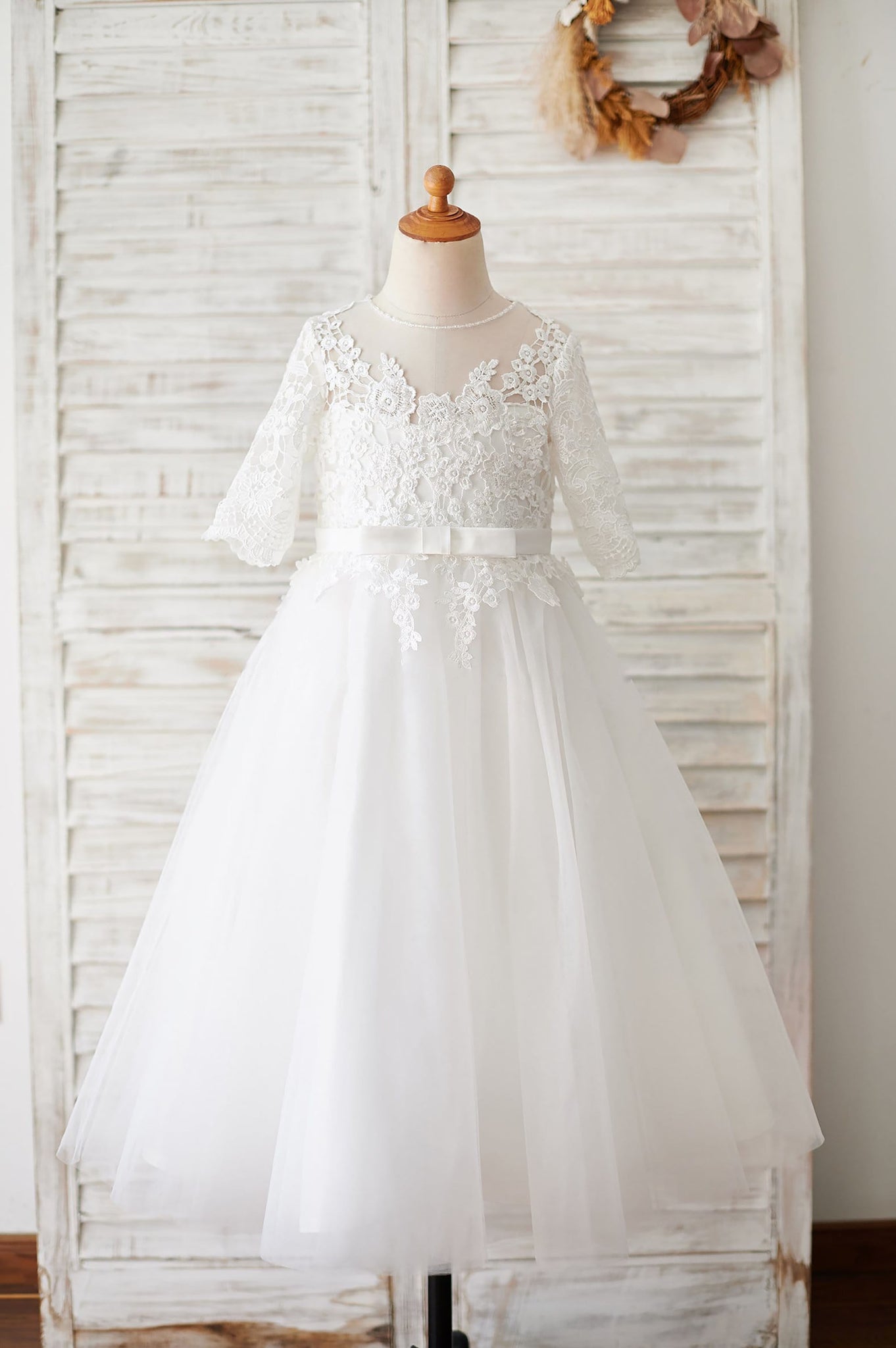 Girls Ivory Lace Tulle  Flower Girl's Dress Party Dress Communion Dress